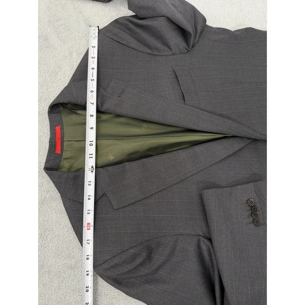 Isaia Napoli Delain Selection Blazer Men 42R Gray Pinstripes Wool 140s Suit Coat